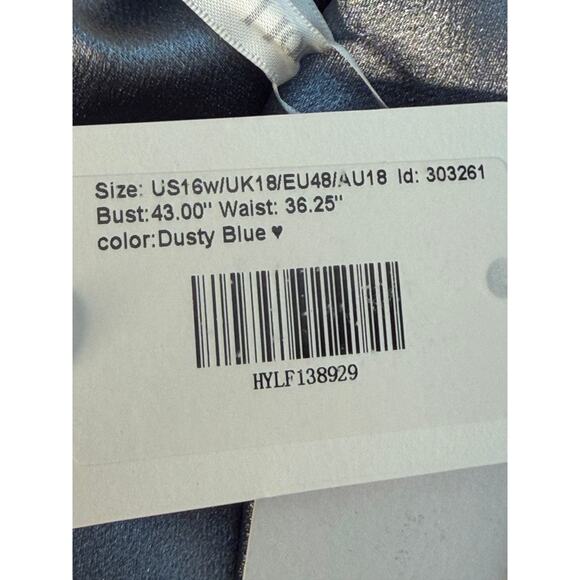 JJ’s House Dusty Blue Metallic Satin Cowl Neck Evening Gown NWT – Size 16W - Picture 16 of 16